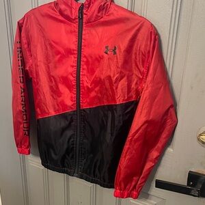 Youth Under Armour Vibrant Red and Black Windbreaker Jacket
